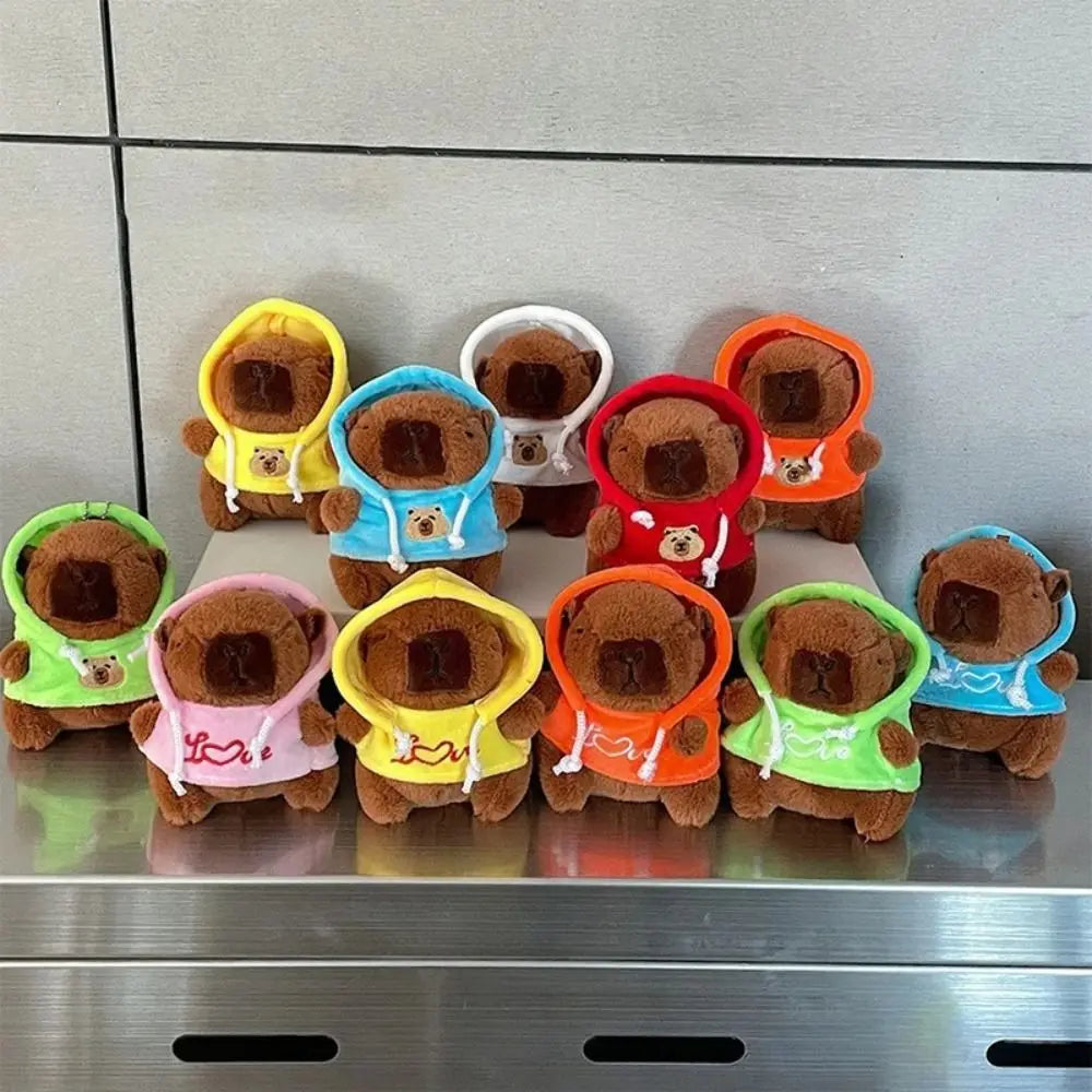 Lindo juguete de peluche de capibara de tamaño pequeño con alas Sudadera con capucha simulación muñeco de capibara juguete esponjoso regalos de cumpleaños