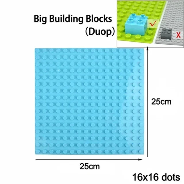 Placa base Duploes de gran tamaño, placas de montaje de ladrillos de 16x16 puntos, partículas grandes, figuras clásicas de animales, bloques de construcción, juguetes para niños