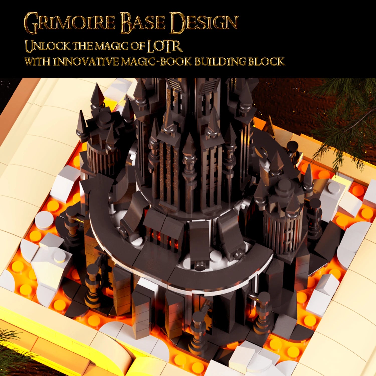Bloques de construcción de libros mágicos de torre negra, modelo de Castillo mágico oscuro, ladrillos de montaje con luces, juguetes para niños, regalos de navidad, 966 Uds.