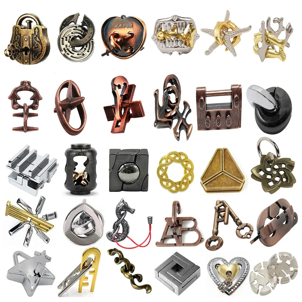 Rompecabezas de Metal IQ clásico para niños y adultos, rompecabezas mágico desconcertante, juego de rompecabezas con cordón, desbloqueo, juguete novedoso, 1 ud.