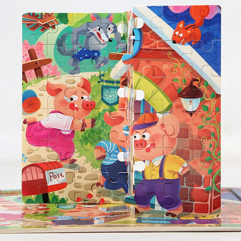 Rompecabezas de madera de 60 uds., rompecabezas 3D de colores, personajes de dibujos animados, animales, aprendizaje educativo temprano, pensamiento lógico, rompecabezas de enfoque, juguetes de regalo