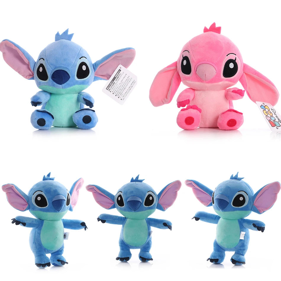 Muñecos de peluche de punto azul y rosa de dibujos animados de Disney, juguetes de Anime Lilo y Stitch de 20CM, juguetes de peluche Stich, regalos de navidad para niños
