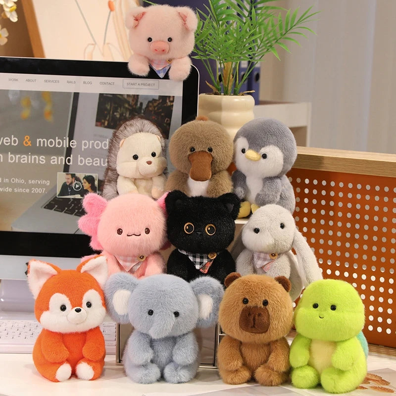 Bonitos animales sentados, Panda rojo, zorro, perezoso, gato, muñecos de peluche suaves, capibara de peluche, cerdo, juguetes para bebés, regalos para niños