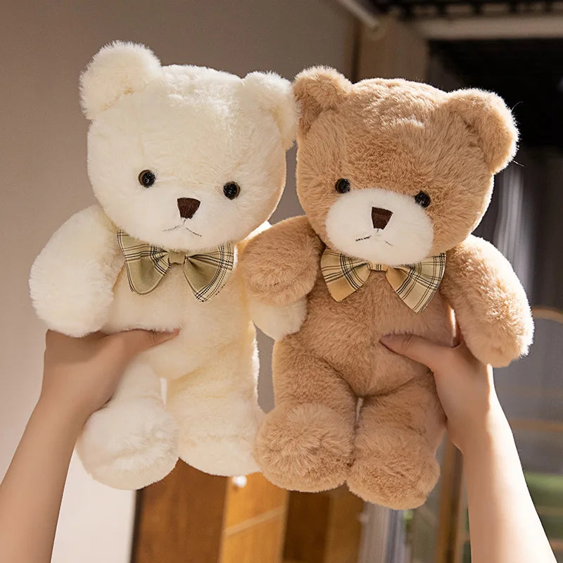 30CM Kawaii colorido pajarita oso muñeca de peluche abrazo oso muñeca regalo de cumpleaños almohada oso de peluche hogar sala de estar dormitorio