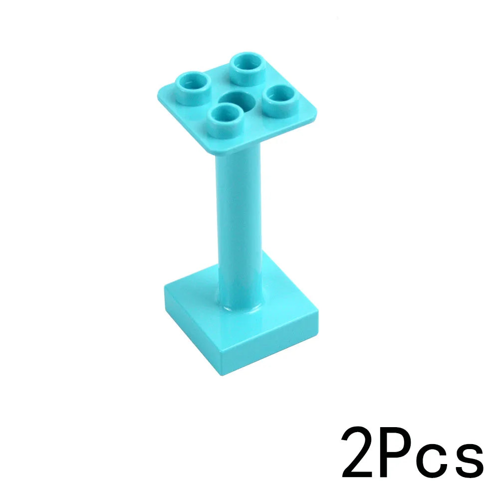 Duploes-figuras de partículas grandes, juguetes de ladrillo, bloques de construcción de gran tamaño, muebles de ciudad, escritorio, silla, cama, sofá, baño, cocina, casa