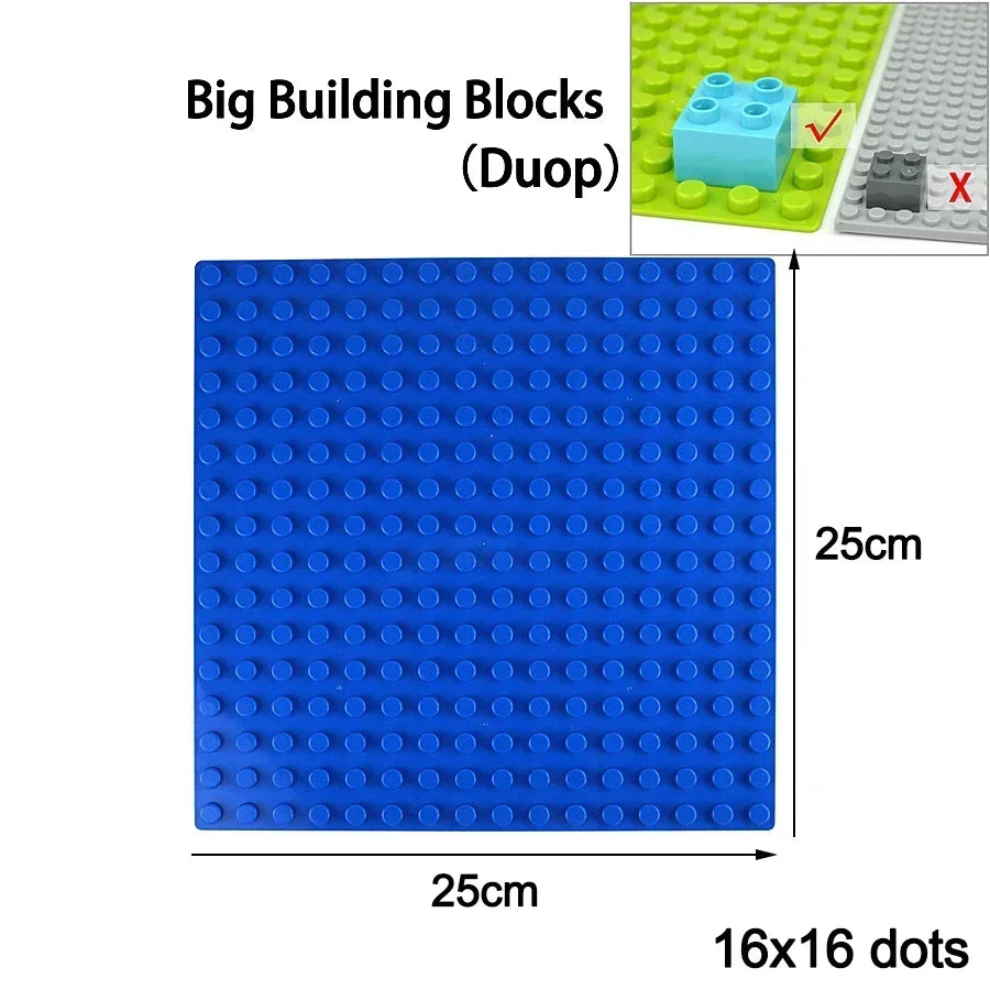 Placa base Duploes de gran tamaño, placas de montaje de ladrillos de 16x16 puntos, partículas grandes, figuras clásicas de animales, bloques de construcción, juguetes para niños