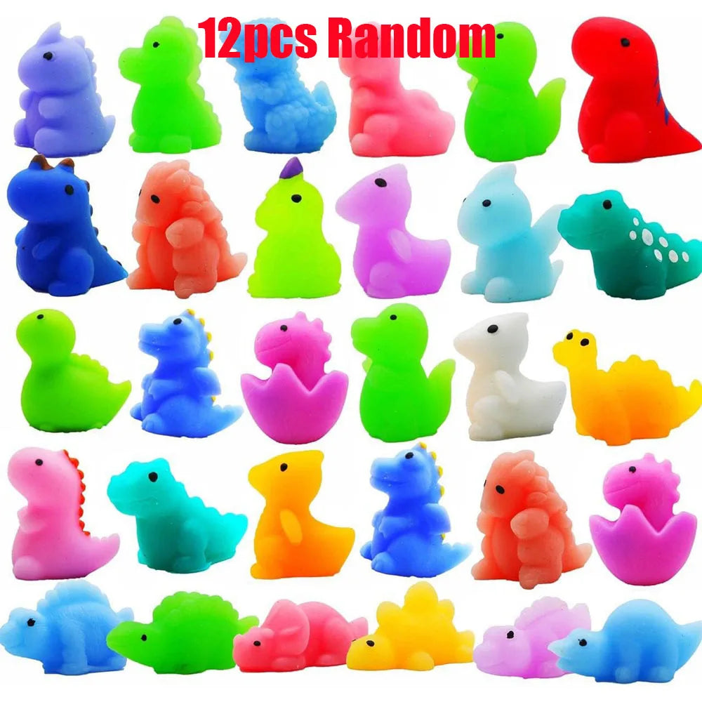 12/36 Uds Mochi juguetes blandos Kawaii recuerdos de fiesta Mini juguetes Fidget dinosaurio Animal alivio del estrés Squishies para el premio en el aula Gif