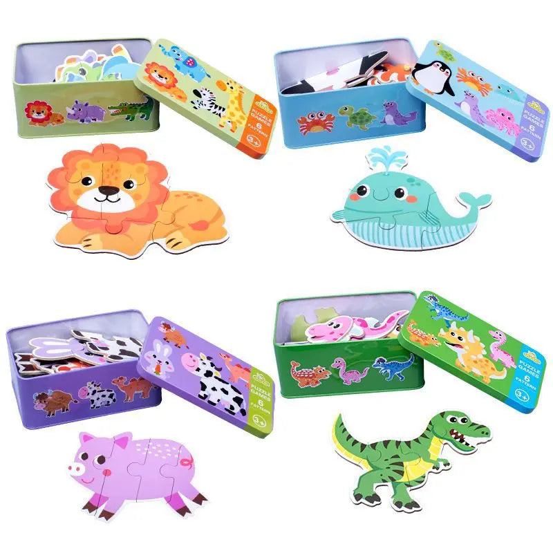 Rompecabezas de animales para niños pequeños de 1, 2, 3 años, niños y niñas, aprendizaje de animales, tarjeta de memoria, juego a juego, juguetes educativos para niños