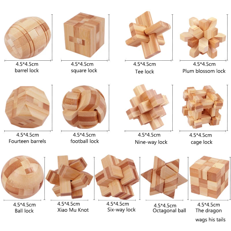 Kong Ming Lock de madera Lu Ban Lock IQ rompecabezas juguete educativo para niños Montessori rompecabezas 3D juego desbloquear juguetes para adultos