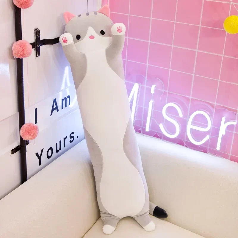 19,5 pulgadas lindo juguete de peluche de gato de 50cm largo rosa marrón gris gatos durmientes almohada de pierna Squishy pequeño Animal muñeca apaciguador regalo de peluche