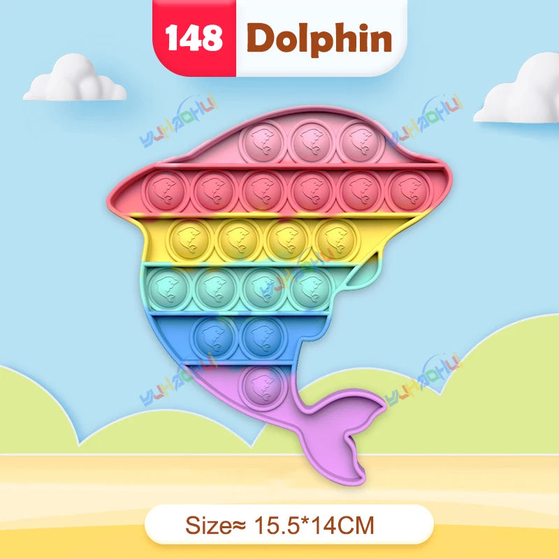 Arco Iris Pop Push Bubblle Fidget juguetes antiestrés para niños adultos juguetes sensoriales de necesidades especiales juguetes interactivos para niños