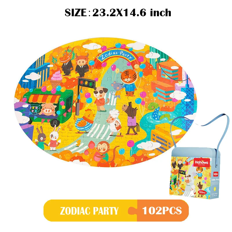 Hahowa-rompecabezas de animales único para niños, juguete con caja de regalo de papel, juegos educativos Montesorri, juguetes, regalos para niños