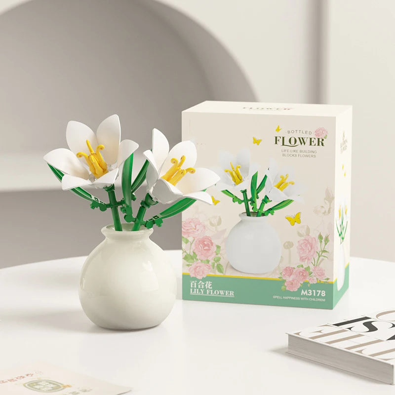Ramo de flores para adultos, micropartículas de bloques de construcción, juguete para niños y niñas de 6 a 12 años, regalo de cumpleaños, Mini ladrillos de flores