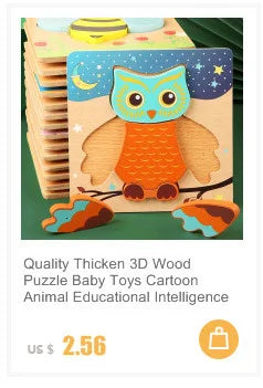 Rompecabezas 3D Montessori de 30 piezas económico, rompecabezas de madera con animales de dibujos animados, juego de mesa, juguetes educativos para niños, regalos