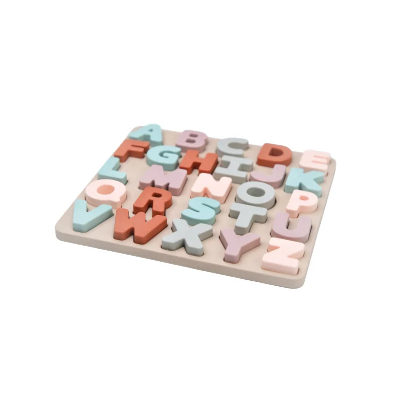 Rompecabezas Abc educativo de silicona, estuche superior y letras más inferiores para regalos, invitados de cumpleaños para niños, niñas, niños en edad preescolar
