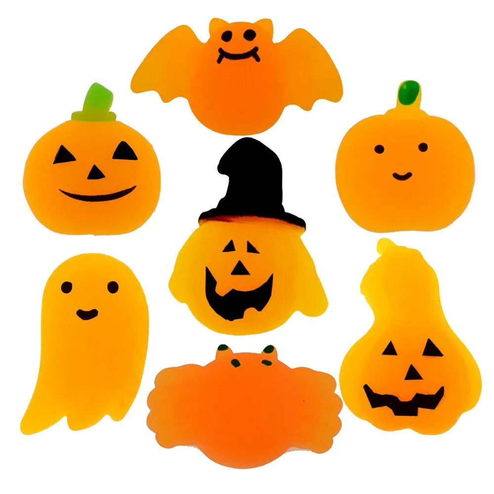 Fiesta de Halloween, 10 Uds., novedoso juguete para aliviar el estrés, estilo aleatorio, fantasma, murciélago, calabaza, juguete de ventilación para apretar