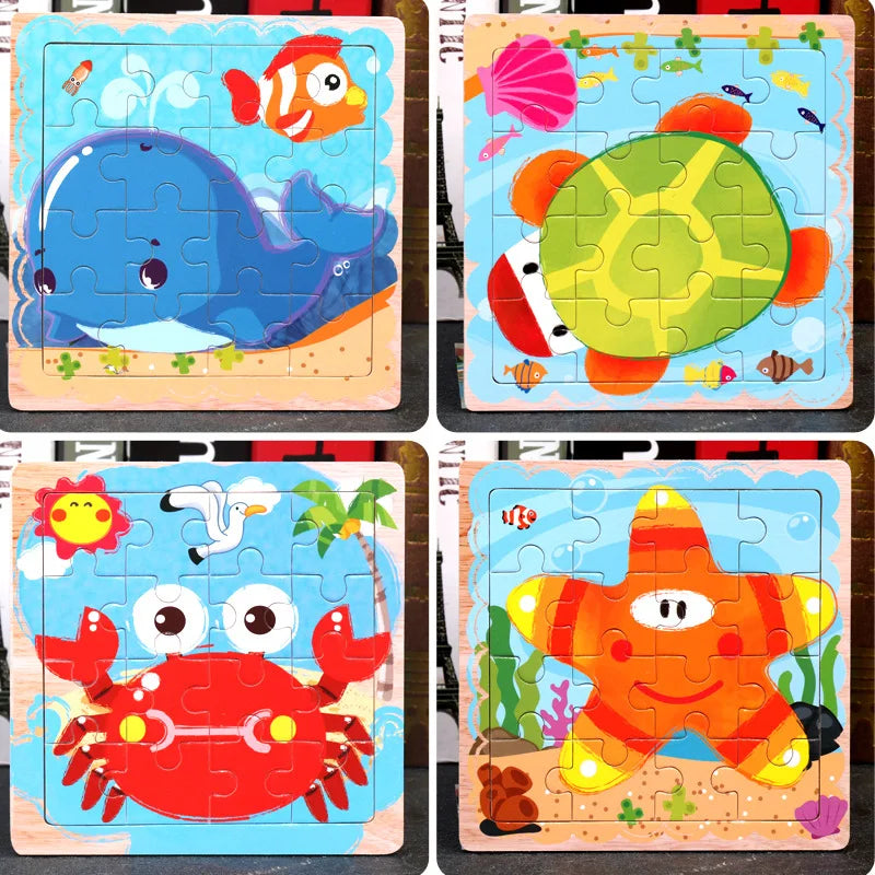 Rompecabezas de madera para niños de 2, 3, 4 y 5 años, juguetes para niños, juego de juguetes educativos para preescolar, rompecabezas de animales para niños y niñas, 9/16