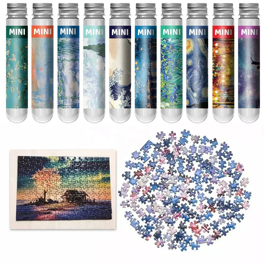 Rompecabezas de pintura al óleo para adultos y niños, Mini tubo de ensayo, regalos, juguetes educativos familiares, 150 piezas por juego