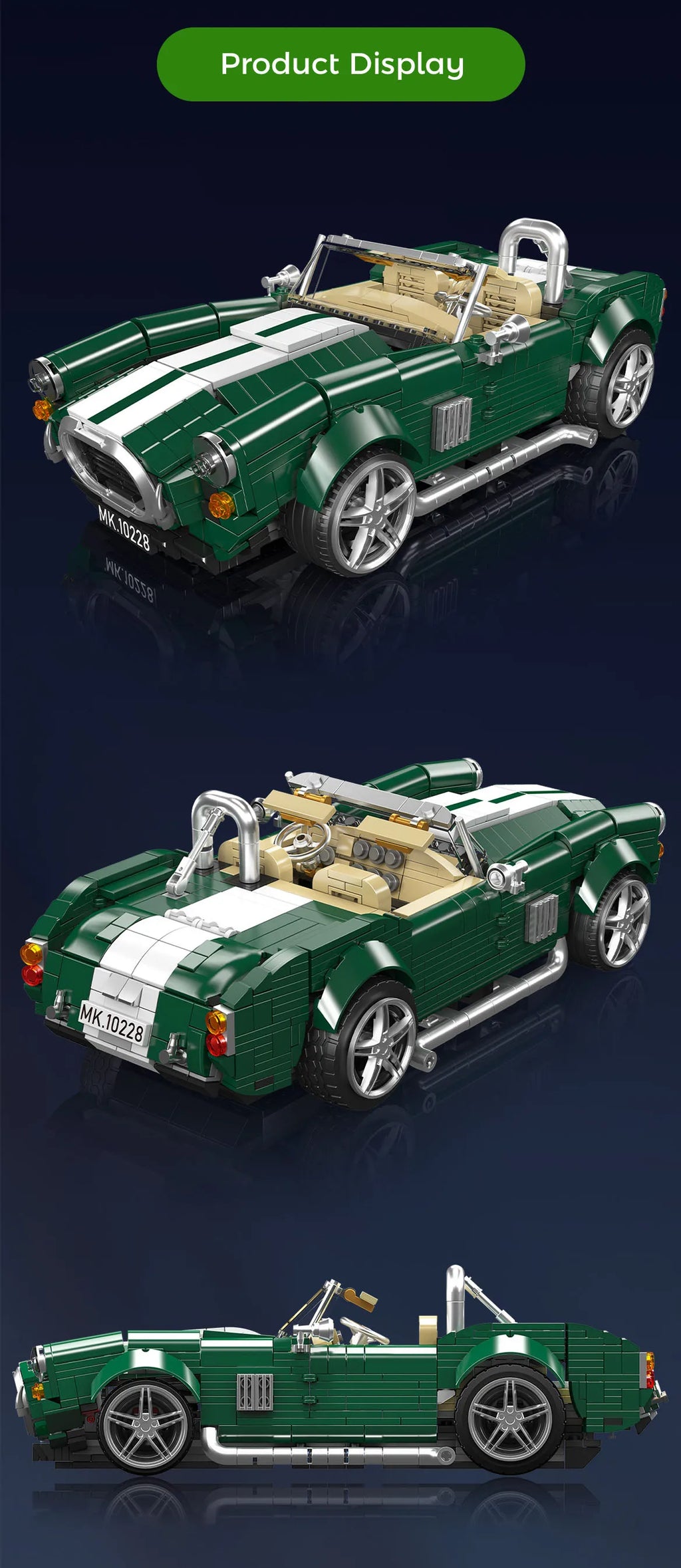 Mould King 10228 AC Cobra, bloques de construcción, 1198 Uds., vehículo urbano, modelo de coche técnico, juego de juguetes de exhibición de escritorio para adultos y niños, regalo