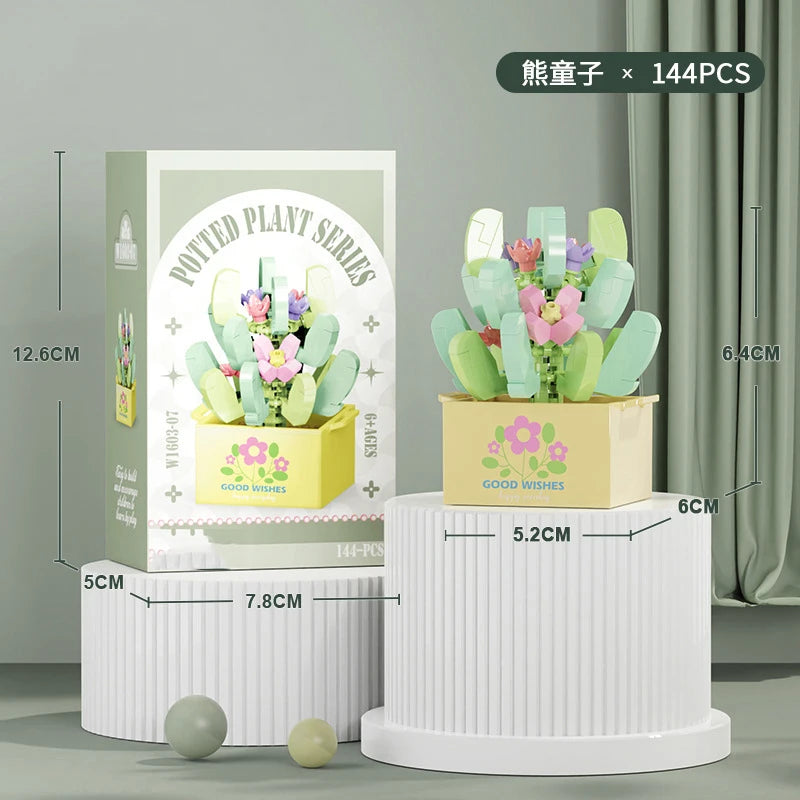 Ramo de flores Mini Diy juguetes de bloques de construcción para niños bloques para adultos Constructor Micro ladrillos conjunto de construcción regalo