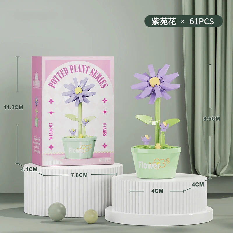 Ramo de flores Mini Diy juguetes de bloques de construcción para niños bloques para adultos Constructor Micro ladrillos conjunto de construcción regalo