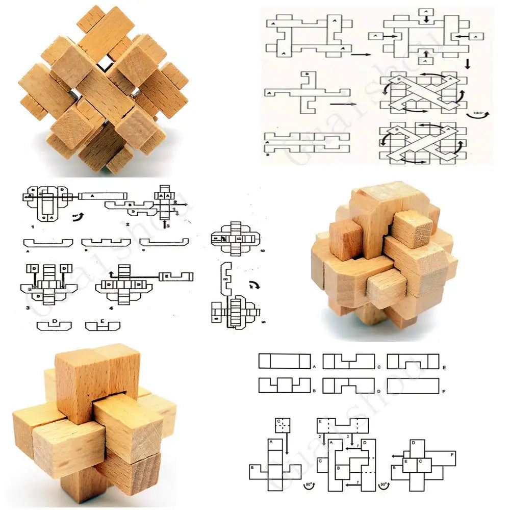 Kong Ming Lock de madera Lu Ban Lock IQ rompecabezas juguete educativo para niños Montessori rompecabezas 3D juego desbloquear juguetes para adultos