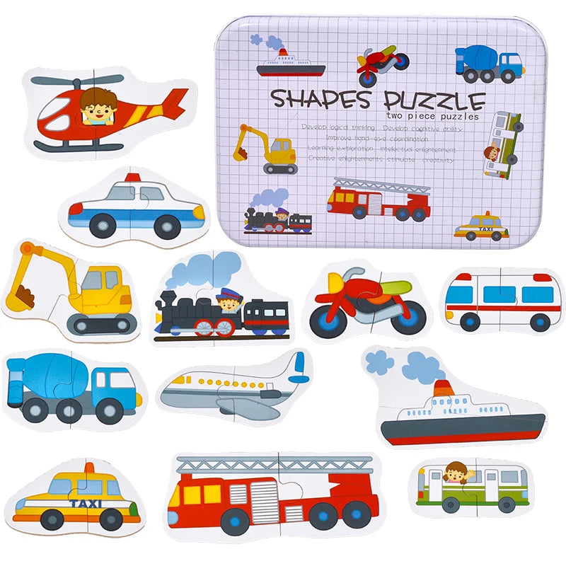 Rompecabezas para bebés, juguetes educativos Montessori, juegos de rompecabezas 3D de madera, caja de hierro, rompecabezas para niños, rompecabezas de madera para niños de 2 a 3 a 4 años