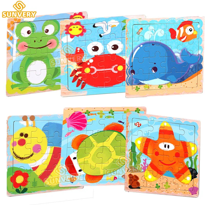 Rompecabezas de madera para niños de 2, 3, 4 y 5 años, juguetes para niños, juego de juguetes educativos para preescolar, rompecabezas de animales para niños y niñas, 9/16