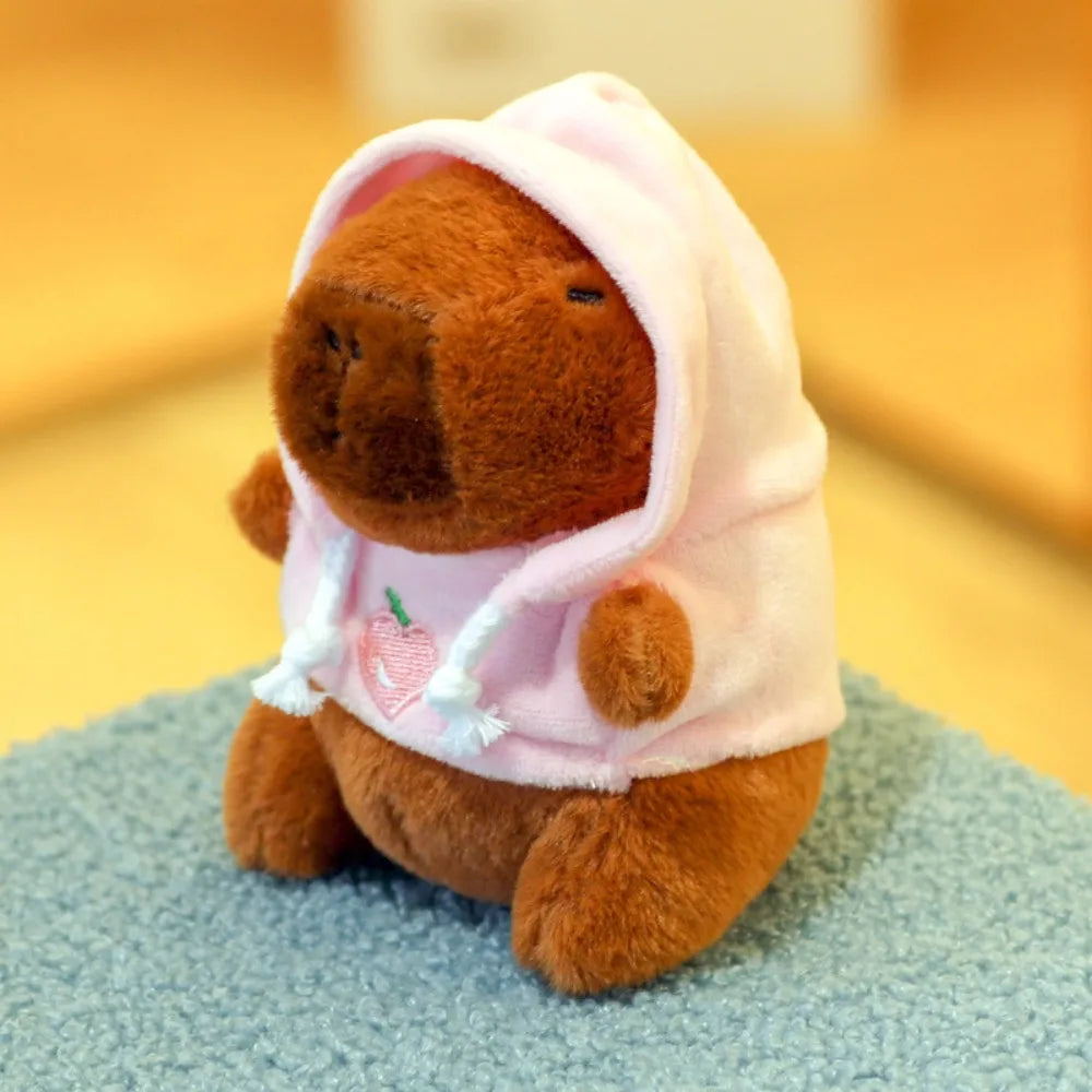 Lindo juguete de peluche de capibara de tamaño pequeño con alas Sudadera con capucha simulación muñeco de capibara juguete esponjoso regalos de cumpleaños