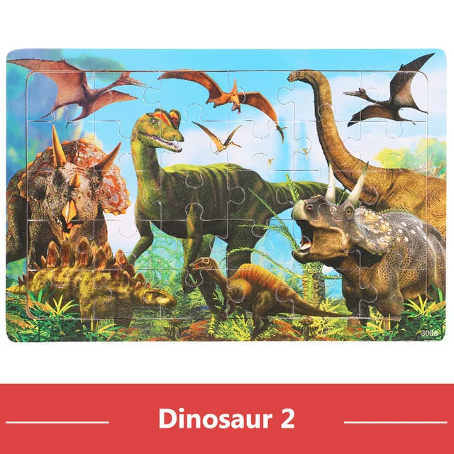 Rompecabezas 3D Montessori de 30 piezas económico, rompecabezas de madera con animales de dibujos animados, juego de mesa, juguetes educativos para niños, regalos