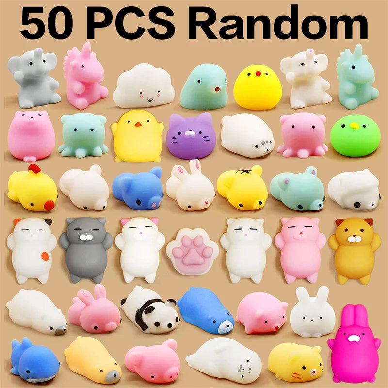 50-5 uds Mochi Squishies Kawaii Anima juguetes blandos para niños pelota antiestrés para apretar favores de fiesta juguetes para aliviar el estrés para cumpleaños
