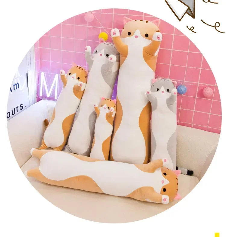 19,5 pulgadas lindo juguete de peluche de gato de 50cm largo rosa marrón gris gatos durmientes almohada de pierna Squishy pequeño Animal muñeca apaciguador regalo de peluche
