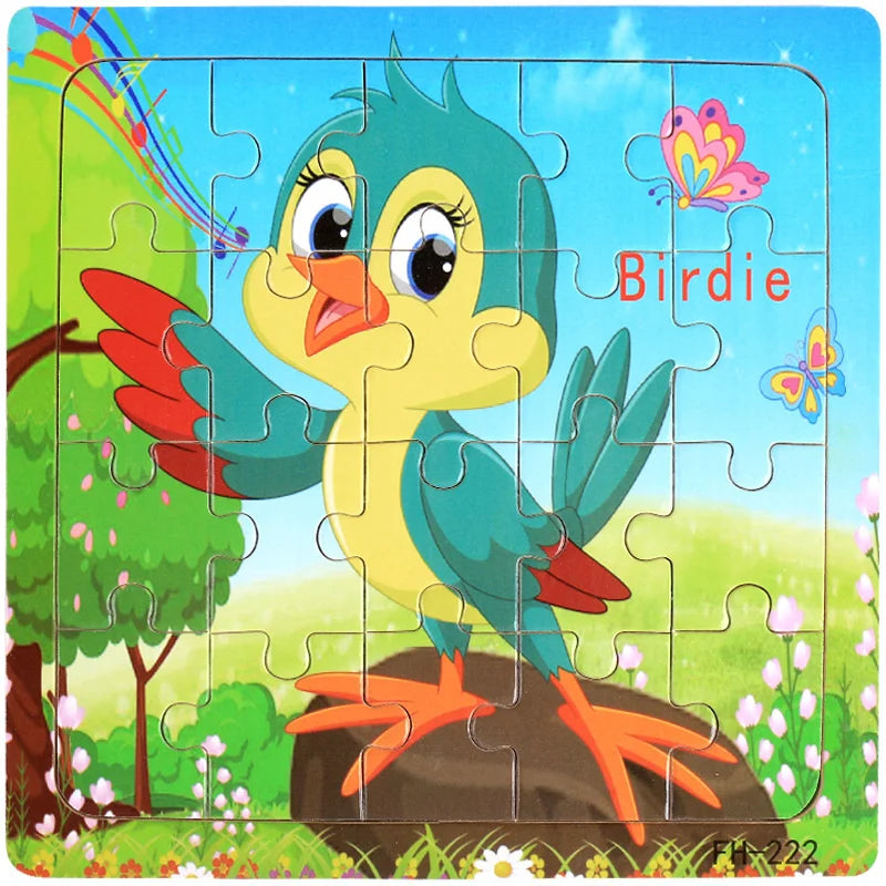 Nuevo Rompecabezas 3d de madera de 20 piezas, rompecabezas de vehículo de animales de dibujos animados, juguetes educativos Montessori para niños, bebés de 1, 2, 3 años