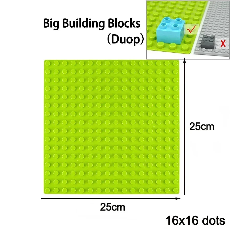 Placa base Duploes de gran tamaño, placas de montaje de ladrillos de 16x16 puntos, partículas grandes, figuras clásicas de animales, bloques de construcción, juguetes para niños