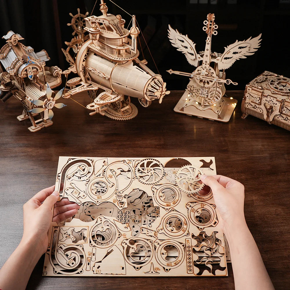 "Puzzle de madera 3D con tema de castillo creativo, Kit de modelo de madera, juguete artesanal, decoración del hogar, el mejor regalo desafiante para niños y adultos"