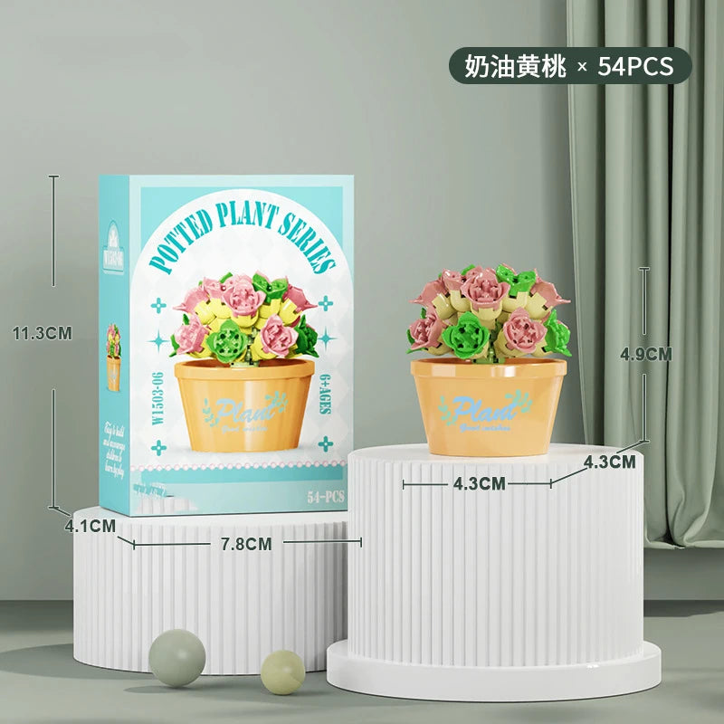 Ramo de flores Mini Diy juguetes de bloques de construcción para niños bloques para adultos Constructor Micro ladrillos conjunto de construcción regalo