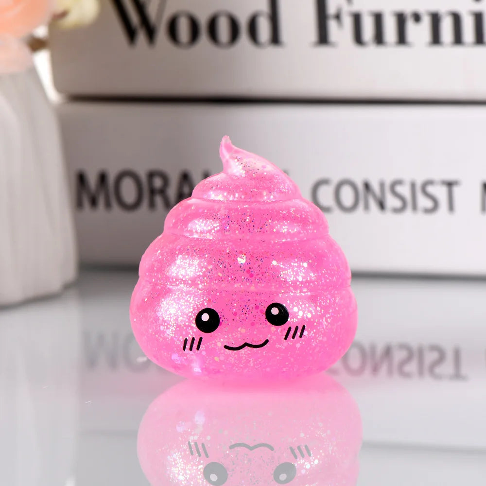 Novedad Squishy Caca Stress Ball Squishies juguetes brillo divertido estiramiento apretar Fidget juguetes para niños adultos regalo de broma del Día de los Inocentes
