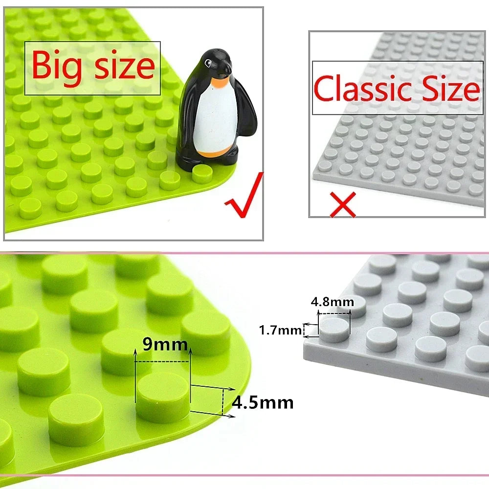 Placa base Duploes de gran tamaño, placas de montaje de ladrillos de 16x16 puntos, partículas grandes, figuras clásicas de animales, bloques de construcción, juguetes para niños
