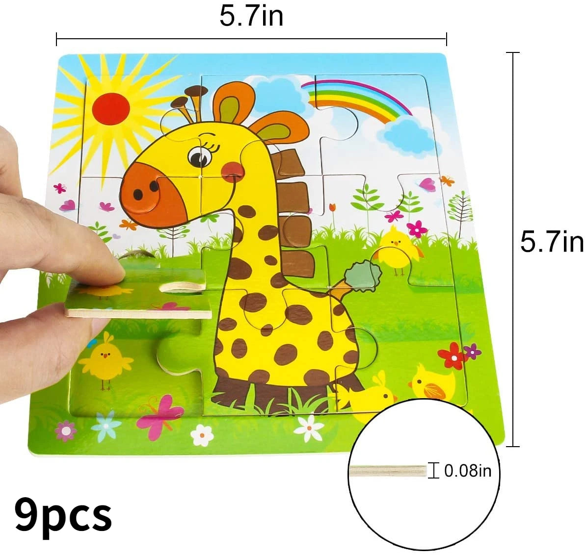 Rompecabezas de madera para niños de 2, 3, 4 y 5 años, juguetes para niños, juego de juguetes educativos para preescolar, rompecabezas de animales para niños y niñas, 9/16