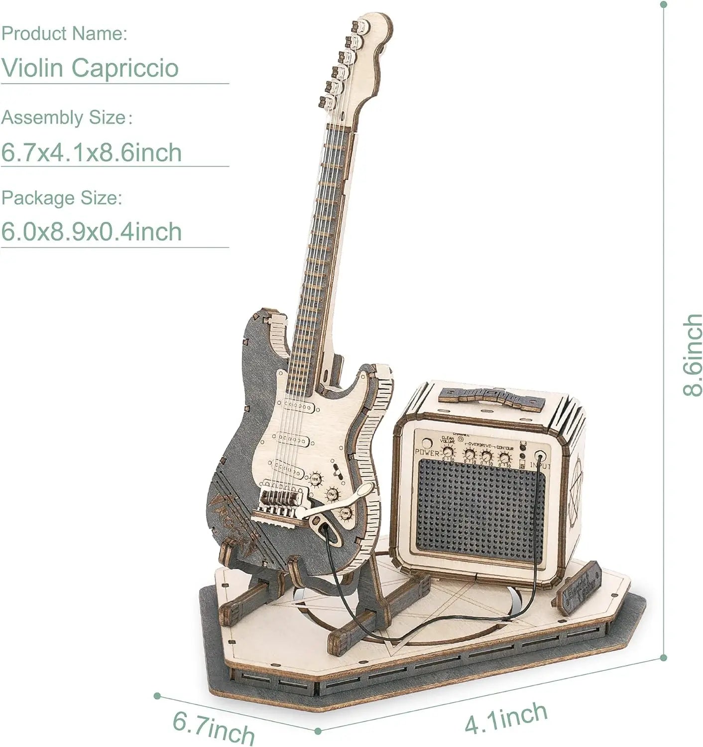 Robotime ROKR guitarra eléctrica rompecabezas de madera 3D para niños adultos montaje juguetes creativos juego de bloques de construcción para regalos de navidad