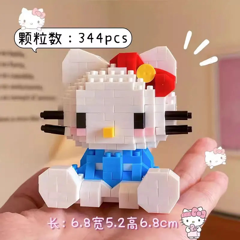 KEEPPLEY Sanrio Anime Hello Kitty My Melody Cinnamoroll pompurin Kuromi bloques de construcción para niñas, regalo de Navidad de vacaciones para niños