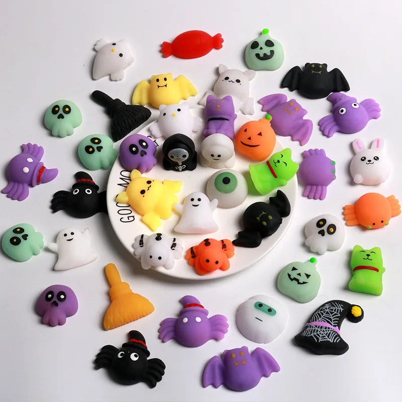 10/50 Uds. Squishies de Halloween Mochi juguetes sensoriales empuje suave alivio del estrés juguetes para apretar para niños regalos de Halloween bolsa de regalos relleno