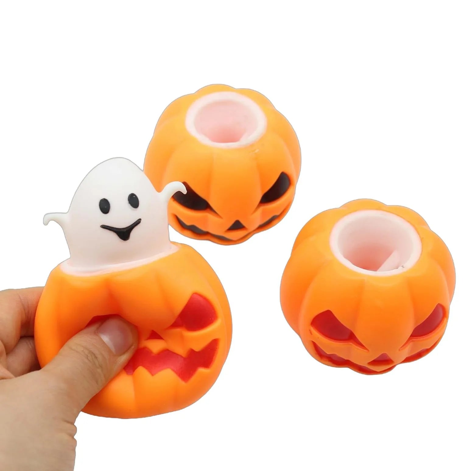 1/12 Uds. Taza para apretar calabaza de Halloween, Juguetes sensoriales para aliviar el estrés, Bola para apretar fantasma emergente, regalos de Halloween para niños, Juguetes