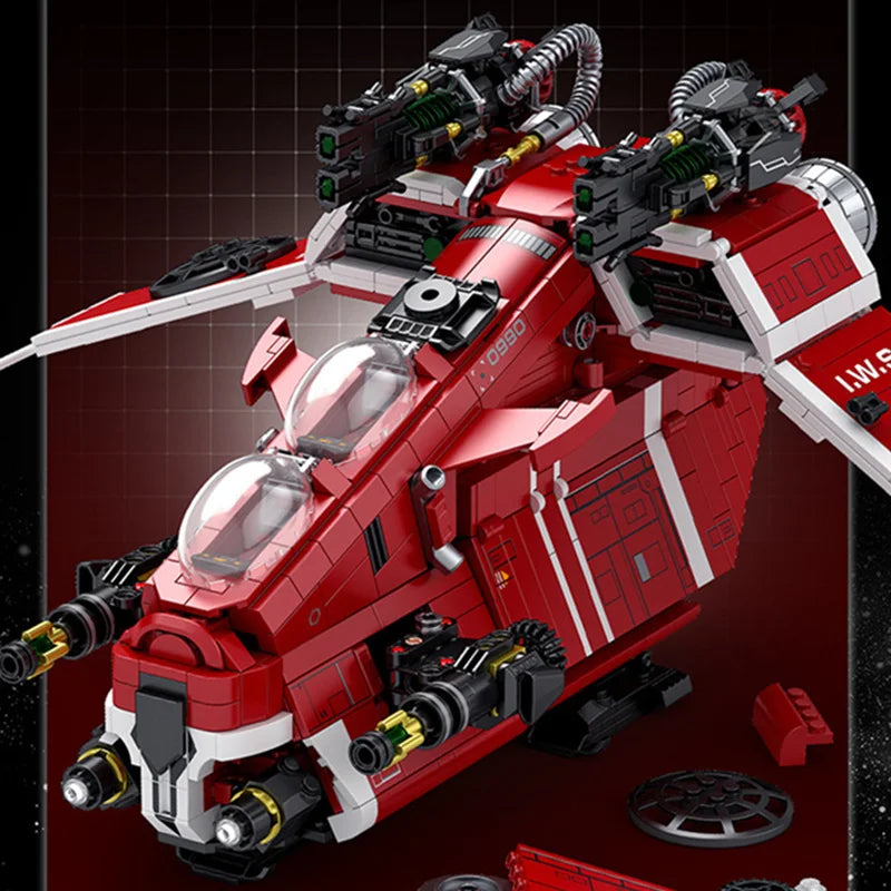 MOC Galaxy Space Gunship Starship-fighters nave espacial Aifcraft Dropship modelo bloques de construcción ladrillos juguetes regalos