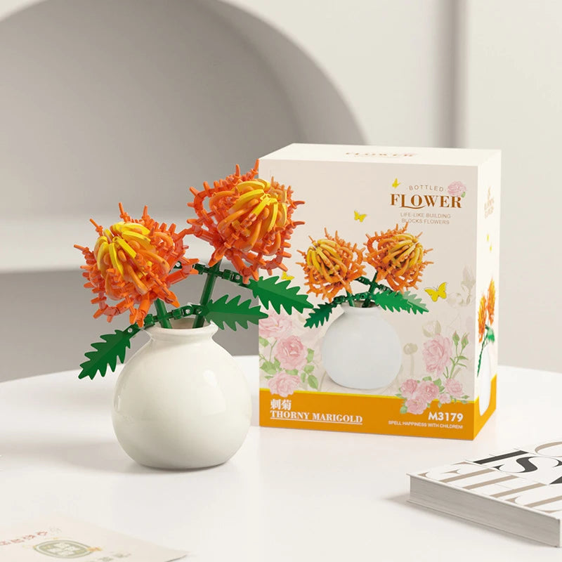 Ramo de flores para adultos, micropartículas de bloques de construcción, juguete para niños y niñas de 6 a 12 años, regalo de cumpleaños, Mini ladrillos de flores