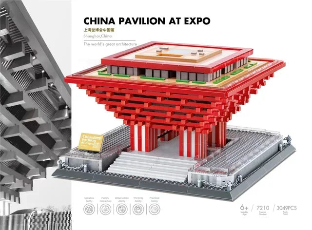 MOC arquitectura de fama mundial Edificio casa de ópera bloques de construcción Villa Savoye puente torre juguete niños cumpleaños regalo de Navidad
