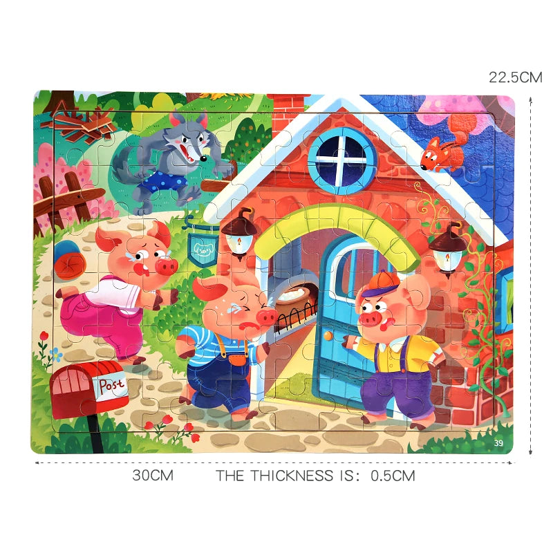 Rompecabezas de madera de 60 uds., rompecabezas 3D de colores, personajes de dibujos animados, animales, aprendizaje educativo temprano, pensamiento lógico, rompecabezas de enfoque, juguetes de regalo