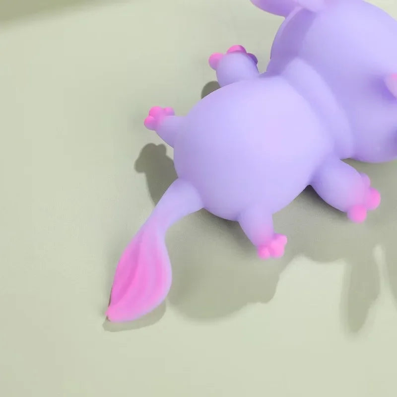Lindos juguetes para apretar Axolotl, peces de dibujos animados, relajación, antiestrés, juguetes blandos, alivio del estrés, juguetes elásticos de rebote lento para niños adultos