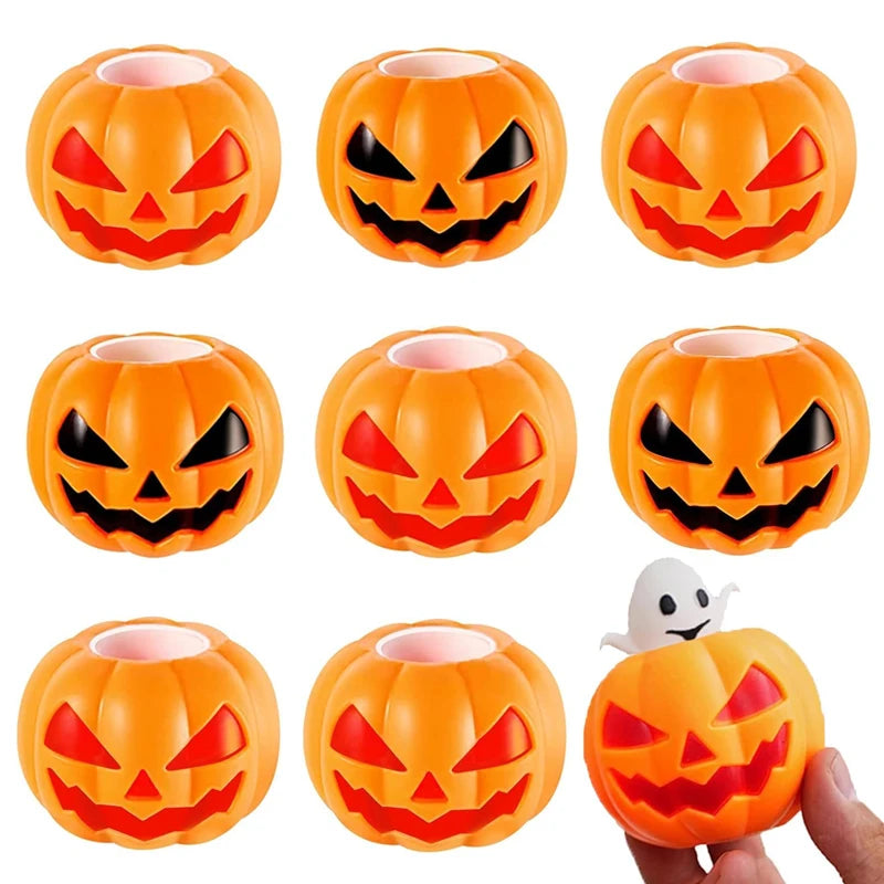 1/12 Uds. Taza para apretar calabaza de Halloween, Juguetes sensoriales para aliviar el estrés, Bola para apretar fantasma emergente, regalos de Halloween para niños, Juguetes