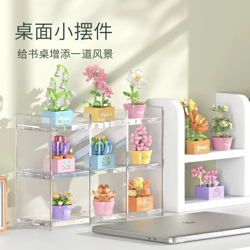 Ramo de flores Mini Diy juguetes de bloques de construcción para niños bloques para adultos Constructor Micro ladrillos conjunto de construcción regalo